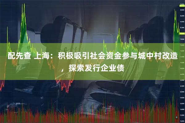 配先查 上海:积极吸引社会资金参与城中村改造,探索发行企业债